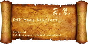 Récsey Nikolett névjegykártya